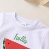 imageYOUNGER TREE Toddler Baby Girl Clothes Watermelon Summer Outfits Kids Sleeve TShirt Tops Shorts SetsGreen and Watermelon