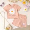 imageYOUNGER TREE Toddler Baby Girl Clothes Watermelon Summer Outfits Kids Sleeve TShirt Tops Shorts SetsPink Daisy