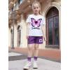 imageYOUNGER TREE Toddler Baby Girl Clothes Watermelon Summer Outfits Kids Sleeve TShirt Tops Shorts SetsPurple Butterfly