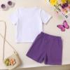imageYOUNGER TREE Toddler Baby Girl Clothes Watermelon Summer Outfits Kids Sleeve TShirt Tops Shorts SetsPurple Butterfly