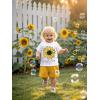 imageYOUNGER TREE Toddler Baby Girl Clothes Watermelon Summer Outfits Kids Sleeve TShirt Tops Shorts SetsSunflower and Summer