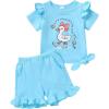 imageYOUNGER TREE Baby Girl Clothes Cartoon TShirt Shorts Set Toddler Summer OutfitsBlue Goose