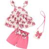 imageYOUNGER TREE Toddler Baby Girl Clothes Ruffle Sleeveless Strap Dress Tank Shorts Set Summer Outfits With BagPink Butterfly Bow