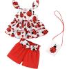 imageYOUNGER TREE Toddler Baby Girl Clothes Ruffle Sleeveless Strap Dress Tank Shorts Set Summer Outfits With BagRed Ladybug