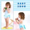 imageToddler Swimsuit Girl Infant One Piece Swimwear Stripe Floral Summer Beach Bathing Suits with BowknotBlue Stripe