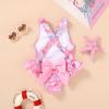 imageToddler Swimsuit Girl Infant One Piece Swimwear Stripe Floral Summer Beach Bathing Suits with BowknotButterfly