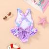 imageToddler Swimsuit Girl Infant One Piece Swimwear Stripe Floral Summer Beach Bathing Suits with BowknotMermaid