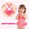 imageToddler Swimsuit Girl Infant One Piece Swimwear Stripe Floral Summer Beach Bathing Suits with BowknotRed Floral