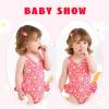 imageToddler Swimsuit Girl Infant One Piece Swimwear Stripe Floral Summer Beach Bathing Suits with BowknotRed Floral