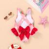 imageToddler Swimsuit Girl Infant One Piece Swimwear Stripe Floral Summer Beach Bathing Suits with BowknotStrawberries