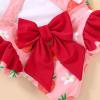 imageToddler Swimsuit Girl Infant One Piece Swimwear Stripe Floral Summer Beach Bathing Suits with BowknotStrawberries