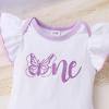 imageYOUNGER TREE Baby Girls 1st Birthday Outfit ONE Romper Tulle Tutu Skirt with Headband Sets Baby First Princess DressButterfly One
