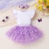 imageYOUNGER TREE Baby Girls 1st Birthday Outfit ONE Romper Tulle Tutu Skirt with Headband Sets Baby First Princess DressButterfly One