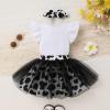 imageYOUNGER TREE Baby Girls 1st Birthday Outfit ONE Romper Tulle Tutu Skirt with Headband Sets Baby First Princess DressCow