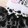 imageYOUNGER TREE Baby Girls 1st Birthday Outfit ONE Romper Tulle Tutu Skirt with Headband Sets Baby First Princess DressCow