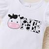 imageYOUNGER TREE Baby Girls 1st Birthday Outfit ONE Romper Tulle Tutu Skirt with Headband Sets Baby First Princess DressCow