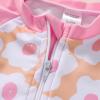 imageYOUNGER TREE Baby Swimsuit Girl Long Sleeve Ruffle Zipper Rash Guard Infant One Piece Swimwear Toddler Bathing Suit GirlEgg Yellow Patchwork Flower