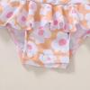 imageYOUNGER TREE Baby Swimsuit Girl Long Sleeve Ruffle Zipper Rash Guard Infant One Piece Swimwear Toddler Bathing Suit GirlEgg Yellow Patchwork Flower