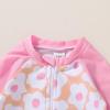 imageYOUNGER TREE Baby Swimsuit Girl Long Sleeve Ruffle Zipper Rash Guard Infant One Piece Swimwear Toddler Bathing Suit GirlEgg Yellow Patchwork Flower