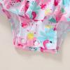 imageYOUNGER TREE Baby Swimsuit Girl Long Sleeve Ruffle Zipper Rash Guard Infant One Piece Swimwear Toddler Bathing Suit GirlLong Sleeve Flamingopalm Leaves