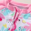 imageYOUNGER TREE Baby Swimsuit Girl Long Sleeve Ruffle Zipper Rash Guard Infant One Piece Swimwear Toddler Bathing Suit GirlLong Sleeve Flamingopalm Leaves