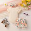 imageYOUNGER TREE Newborn Infant Baby Girl Clothes Romper Shorts Set Floral Summer Outfits Cute Baby Girl ClothingApricot Romper and Flower Shorts
