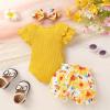 imageYOUNGER TREE Newborn Infant Baby Girl Clothes Romper Shorts Set Floral Summer Outfits Cute Baby Girl ClothingYellow Romper and Mum Shorts