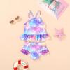 imageYOUNGER TREE Toddler Baby Girl Rashguard Sets Long Sleeve Swimsuit Vest Bikini Swim Suits 3Pieces Bathing SuitsNeon Horse