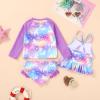 imageYOUNGER TREE Toddler Baby Girl Rashguard Sets Long Sleeve Swimsuit Vest Bikini Swim Suits 3Pieces Bathing SuitsNeon Horse