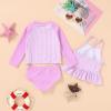imageYOUNGER TREE Toddler Baby Girl Rashguard Sets Long Sleeve Swimsuit Vest Bikini Swim Suits 3Pieces Bathing SuitsPink Stripes