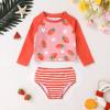 imageYOUNGER TREE Toddler Baby Girl Rashguard Sets Long Sleeve Swimsuit Vest Bikini Swim Suits 3Pieces Bathing SuitsStrawberry and Watermelon
