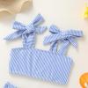 imageYOUNGER TREE Toddler Baby Girls Swimsuit Two Piece Solid Color Stripe Swimwear Summer Beach Bikini Bathing SuitBlue Stripe