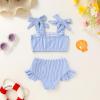 imageYOUNGER TREE Toddler Baby Girls Swimsuit Two Piece Solid Color Stripe Swimwear Summer Beach Bikini Bathing SuitBlue Stripe
