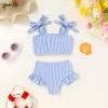 imageYOUNGER TREE Toddler Baby Girls Swimsuit Two Piece Solid Color Stripe Swimwear Summer Beach Bikini Bathing SuitBlue Stripe
