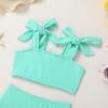 imageYOUNGER TREE Toddler Baby Girls Swimsuit Two Piece Solid Color Stripe Swimwear Summer Beach Bikini Bathing SuitBright Blue