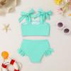 imageYOUNGER TREE Toddler Baby Girls Swimsuit Two Piece Solid Color Stripe Swimwear Summer Beach Bikini Bathing SuitBright Blue