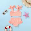 imageYOUNGER TREE Toddler Baby Girls Swimsuit Two Piece Solid Color Stripe Swimwear Summer Beach Bikini Bathing SuitBright Peach
