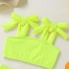 imageYOUNGER TREE Toddler Baby Girls Swimsuit Two Piece Solid Color Stripe Swimwear Summer Beach Bikini Bathing SuitFluorescent Green