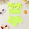 imageYOUNGER TREE Toddler Baby Girls Swimsuit Two Piece Solid Color Stripe Swimwear Summer Beach Bikini Bathing SuitFluorescent Green