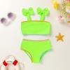 imageYOUNGER TREE Toddler Baby Girls Swimsuit Two Piece Solid Color Stripe Swimwear Summer Beach Bikini Bathing SuitGreen Fluorescent Flower Bud