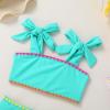 imageYOUNGER TREE Toddler Baby Girls Swimsuit Two Piece Solid Color Stripe Swimwear Summer Beach Bikini Bathing SuitGreenblue