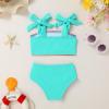 imageYOUNGER TREE Toddler Baby Girls Swimsuit Two Piece Solid Color Stripe Swimwear Summer Beach Bikini Bathing SuitGreenblue