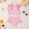 imageYOUNGER TREE Toddler Baby Girls Swimsuit Two Piece Solid Color Stripe Swimwear Summer Beach Bikini Bathing SuitPink Flower