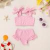 imageYOUNGER TREE Toddler Baby Girls Swimsuit Two Piece Solid Color Stripe Swimwear Summer Beach Bikini Bathing SuitPink Flower