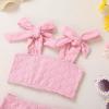 imageYOUNGER TREE Toddler Baby Girls Swimsuit Two Piece Solid Color Stripe Swimwear Summer Beach Bikini Bathing SuitPink Flower