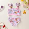 imageYOUNGER TREE Toddler Baby Girls Swimsuit Two Piece Solid Color Stripe Swimwear Summer Beach Bikini Bathing SuitPink Flower Bud
