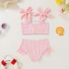 imageYOUNGER TREE Toddler Baby Girls Swimsuit Two Piece Solid Color Stripe Swimwear Summer Beach Bikini Bathing SuitPink Stripe