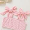 imageYOUNGER TREE Toddler Baby Girls Swimsuit Two Piece Solid Color Stripe Swimwear Summer Beach Bikini Bathing SuitPink Stripe