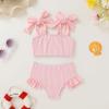 imageYOUNGER TREE Toddler Baby Girls Swimsuit Two Piece Solid Color Stripe Swimwear Summer Beach Bikini Bathing SuitPink Stripe