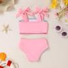 imageYOUNGER TREE Toddler Baby Girls Swimsuit Two Piece Solid Color Stripe Swimwear Summer Beach Bikini Bathing SuitPink2